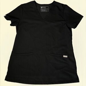 FIGS Black Scrub Top XS Technical Collection V-Neck Medical Nurse Uniform